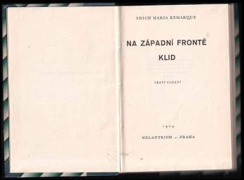 Erich Maria Remarque: Na západní frontě klid