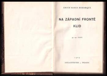 Erich Maria Remarque: Na západní frontě klid