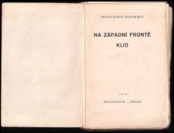 Erich Maria Remarque: Na západní frontě klid