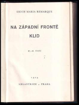 Erich Maria Remarque: Na západní frontě klid