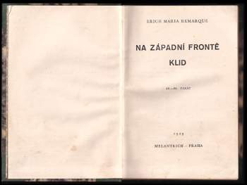Erich Maria Remarque: Na západní frontě klid