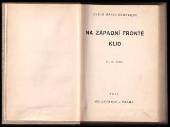 Erich Maria Remarque: Na západní frontě klid