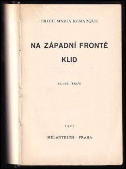 Erich Maria Remarque: Na západní frontě klid