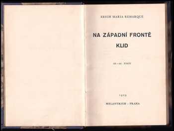 Erich Maria Remarque: Na západní frontě klid
