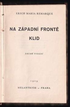 Erich Maria Remarque: Na západní frontě klid