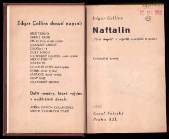 Edgar Collins: Naftalin - &quot;třetí stupeň&quot; v největší americké trestnici - kriminální román