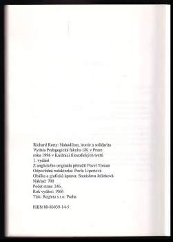 Richard Rorty: Nahodilost, ironie, solidarita