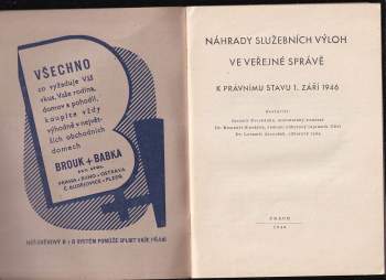 Náhrady služebních výloh ve veřejné správě k právnímu stavu 1. září 1946