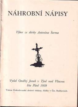 Antonín Šorm: Náhrobní nápisy