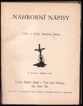 Antonín Šorm: Náhrobní nápisy