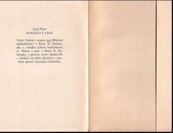 Josef Fikar: Napsáno v cele