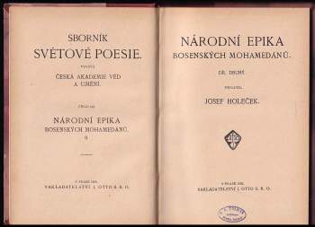Národní epika bosenských mohamedánů I - II KOMPLET - SVÁZÁNO V JEDNOM SVAZKU