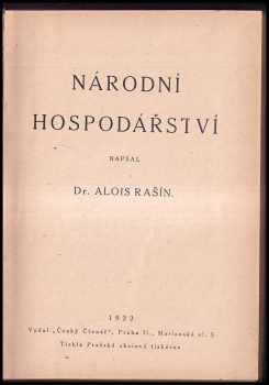 Alois Rašín: Národní hospodářství