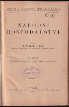 Jan Koloušek: Národní hospodářství