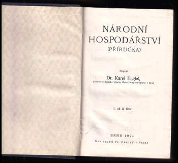 Karel Engliš: Národní hospodářství
