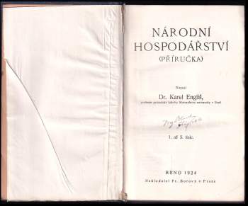 Karel Engliš: Národní hospodářství