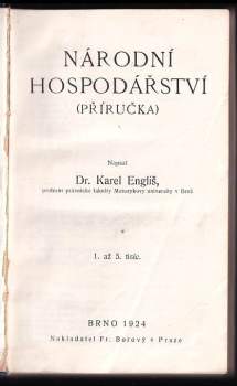Karel Engliš: Národní hospodářství