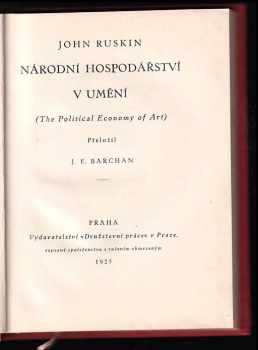 John Ruskin: Národní hospodářství v umění