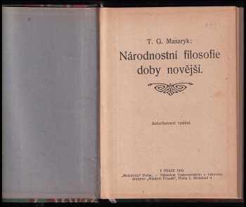 Tomáš Garrigue Masaryk: Národnostní filosofie doby novější