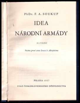 František Alois Soukup: Naše armáda sv IV.  - Idea národní armády