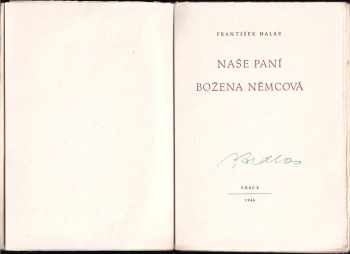 František Halas: Naše paní Božena Němcová