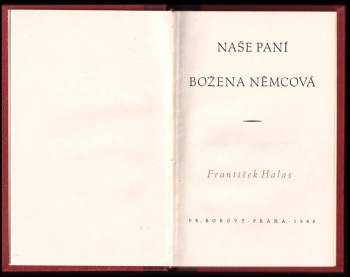 František Halas: Naše paní Božena Němcová