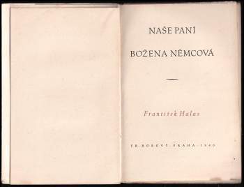 František Halas: Naše paní Božena Němcová