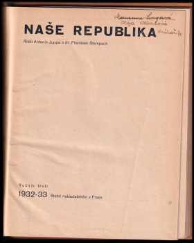 Antonín Juppa: naše republika 1932-33