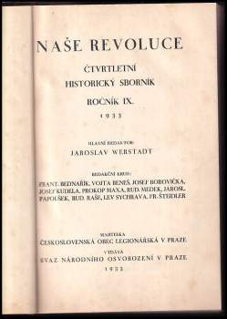 Jaroslav Werstadt: Naše revoluce - Čtvrtletní historický sborník - ročník IX.