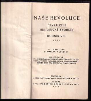 Jaroslav Werstadt: Naše revoluce - Čtvrtletní historický sborník - ročník VIII.