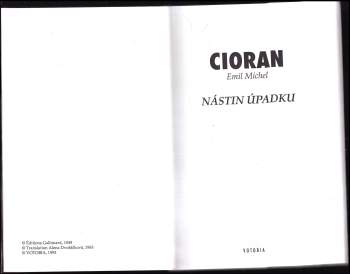E. M Cioran: Nástin úpadku