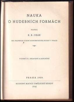 Karel Boleslav Jirák: Nauka o hudebních formách