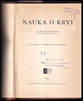 Miloš Netoušek: Nauka o krvi