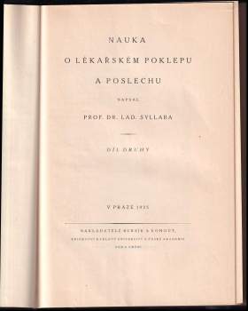 Ladislav Syllaba: Nauka o lékařském poklepu a poslechu