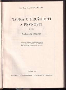 Jan Ducháček: Nauka o pružnosti a pevnosti