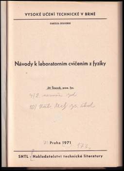 Jiří Šimoník: Návody k laboratorním cvičením z fyziky