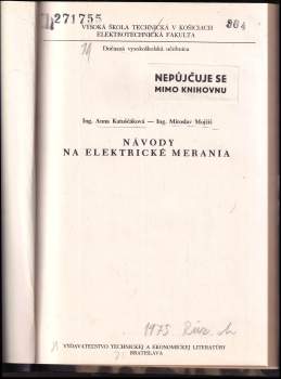 Anna Katuščáková: Návody na elektrické merania