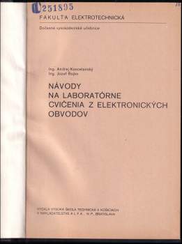 Andrej Koscelanský: Návody na laborátorne cvičenia z elektronických obvodov