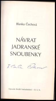 Blanka Čechová: Návrat jadranské snoubenky