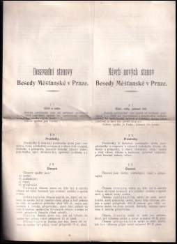 Návrh nových stanov Besedy měšťanské v Praze