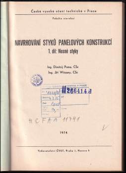 Dimitrij Pume: Navrhování styků panelových konstrukcí