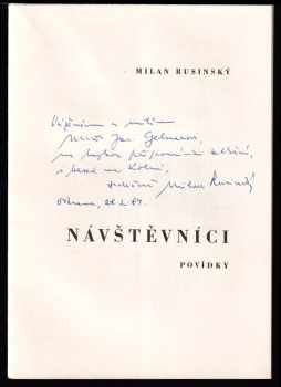 Milan Rusinský: Návštěvníci - povídky - DEDIKACE AUTORA