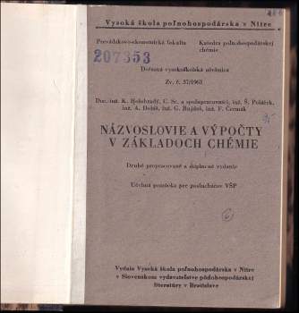 Konštantín Holobradý: Názvoslovie a výpočty v základoch chémie