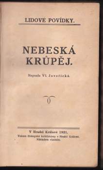 Vlasta Javořická: Nebeská krůpěj