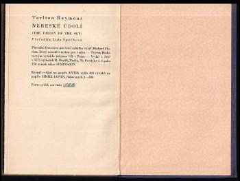 Tarlton Rayment: Nebeské údolí