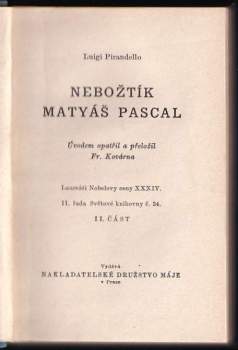 Luigi Pirandello: Nebožtík Matyáš Pascal