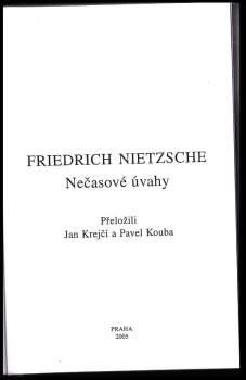 Friedrich Nietzsche: Nečasové úvahy
