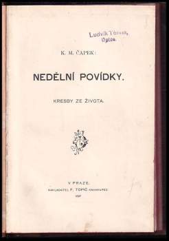 Karel Matěj Čapek Chod: Nedělní povídky
