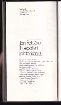 Jan Patočka: Negativní platonismus