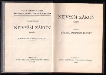 Bohumil Zahradník-Brodský: Nejvyšší zákon